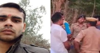 मैनपुरी हत्याकांडात मृत झालेला तरुण करण मिश्रा आणि घटनास्थळाचा तपास करणारे पोलीस.