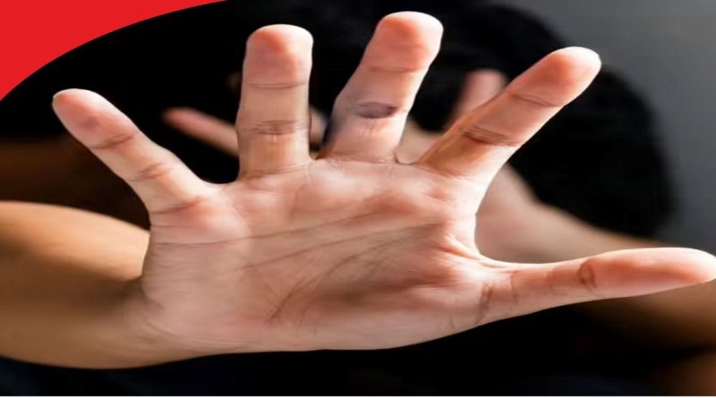 Symbolic image of a hand showing stop gesture against crime