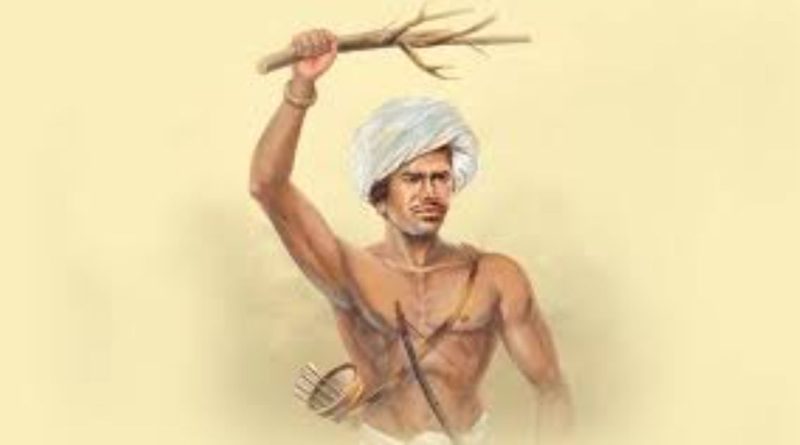 जननायक बिरसा मुंडा यांचे उलगुलान विद्रोहाचे आणि क्रांतीचे दर्शवणारे रेखाचित्र
