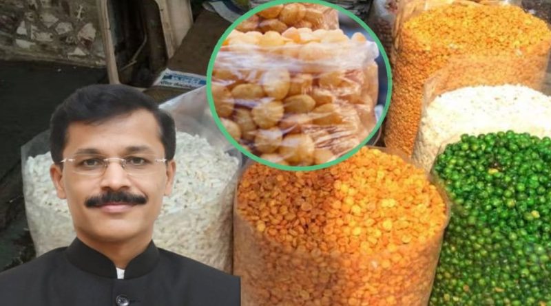 FDA officer Tukaram Mundhe photo alongside seized panipuri puris and food stock at a Mumbai shop raid.