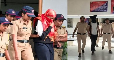 मुख्य संशयित आरोपी सिया गोयल (डावीकडे) आणि चेतन चौधरी (उजवीकडे) यांना वडगाव मावळ न्यायालयात हजर करताना लोणावळा ग्रामीण पोलीस.